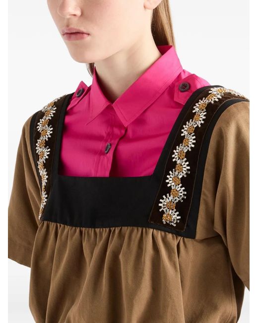 Top Con Bordado Prada de color Brown