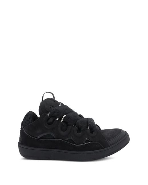 Lanvin Black Curb Suede Sneakers