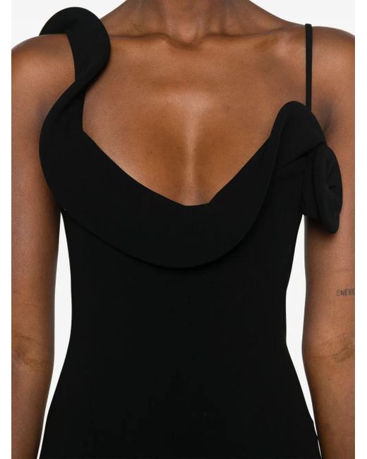 Magda Butrym Black Floral-Appliqué Maxi Dress