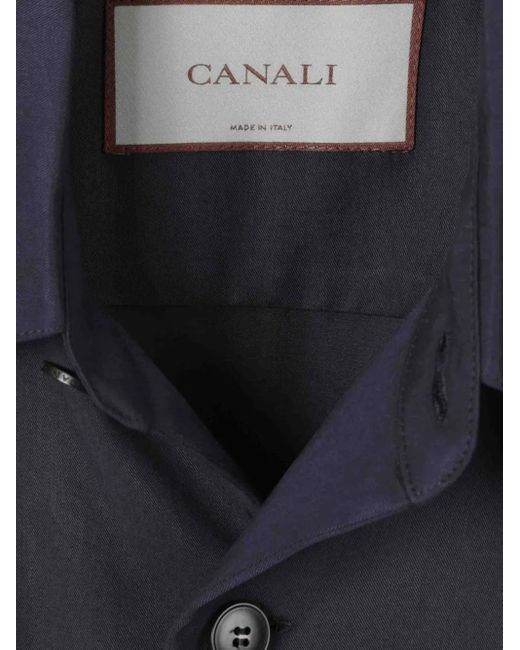 メンズ Canali ボタン オーバーシャツ Blue