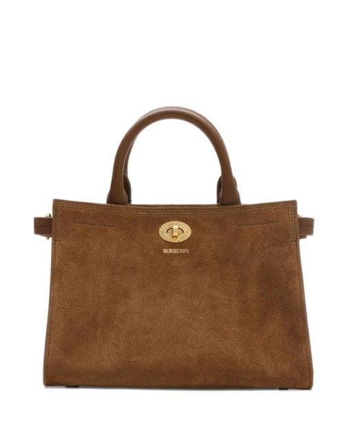 Burberry Brown Mini Cotswolds Check-Engraved Tote Bag