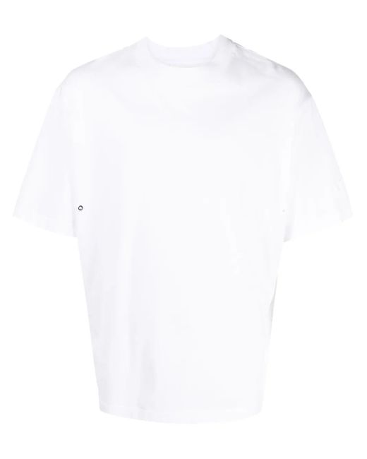Neil Barrett White Logo-Appliqué Eyelet-Detail T-Shirt for men