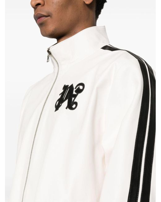 Palm Angels Natural Monogram-patch Leather Jacket for men