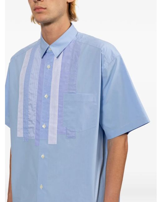 Comme des Garçons Blue Panelled Striped Shirt for men