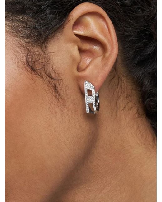 DIESEL White Dx1628040 Logo-Shape Steel Earrings