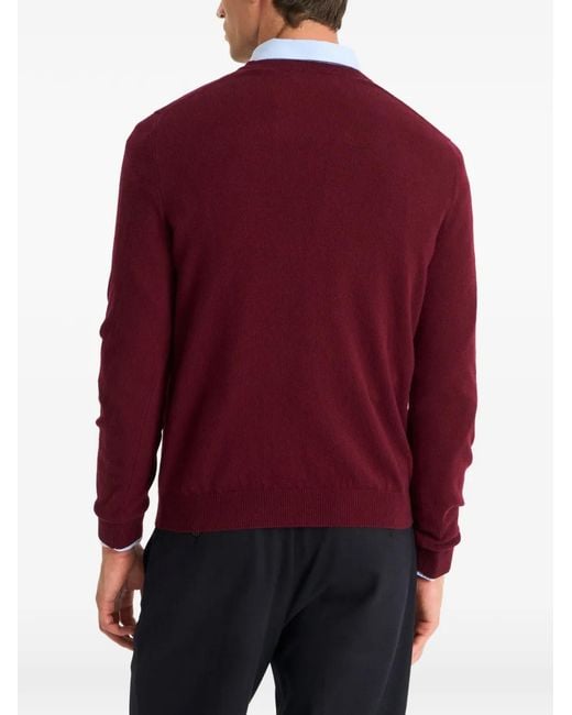 Pringle of Scotland Red V-Neck Cashmere Sweater for men
