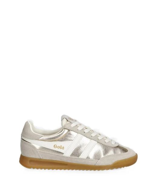 Gola White Firefly Metallic-Effect Panelled Sneakers