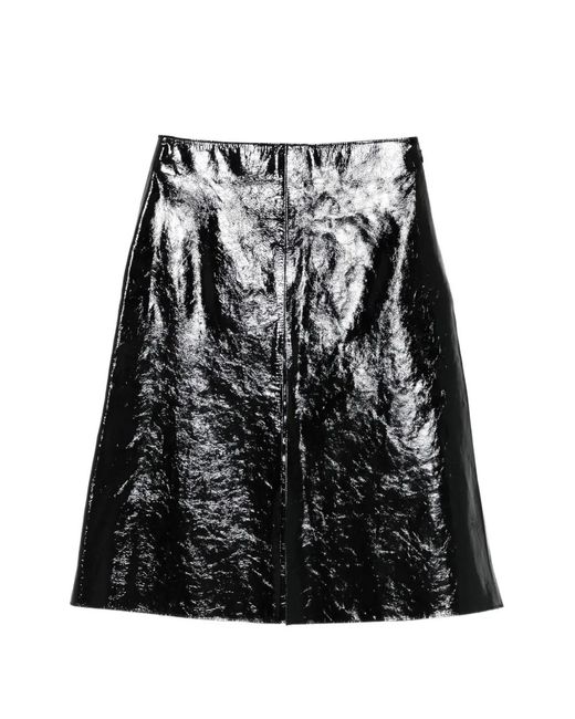 Joseph Black Glazed Leather Skirt