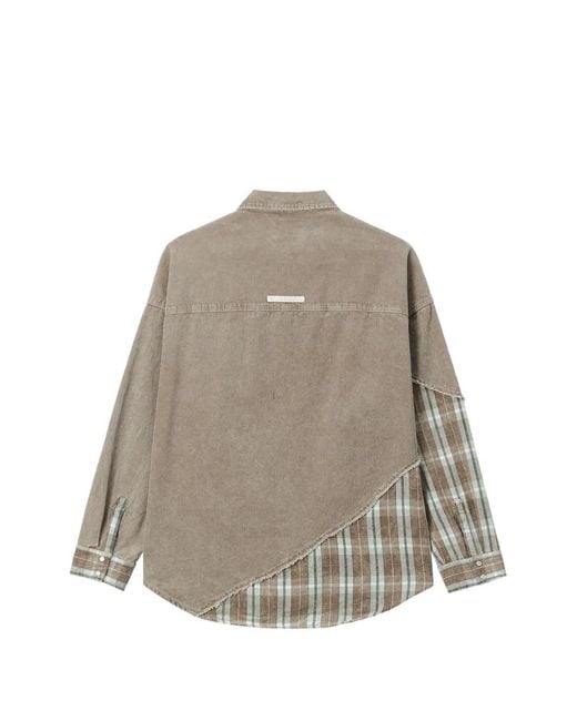 FIVE CM Gray Patchwork Corduroy Shirt for men