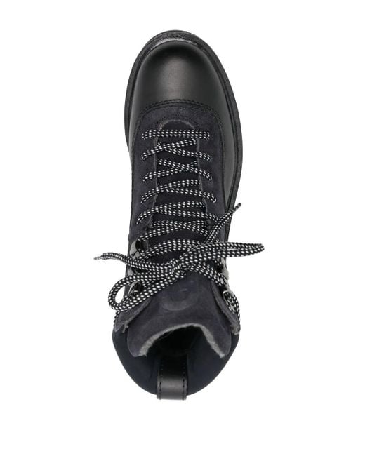 Furla Black Panelled Lace-Up Boots