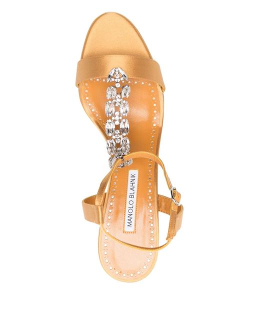 Manolo Blahnik Metallic Sandalen Aus Leder 90Mm