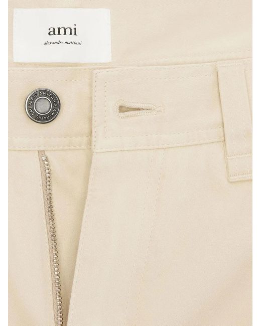 AMI Natural Cargo Shorts With Relaxed Fit for men