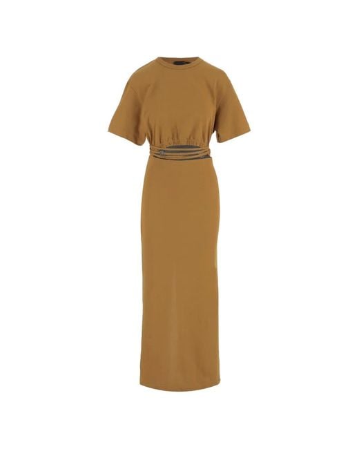 Pinko Natural Cut-Out Strap-Detail Midi Dress