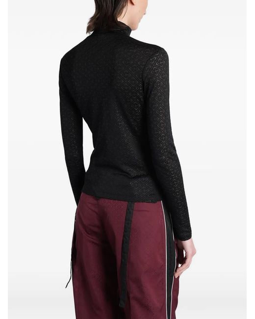 Casablanca Black Monogram-Pattern High-Neck Top