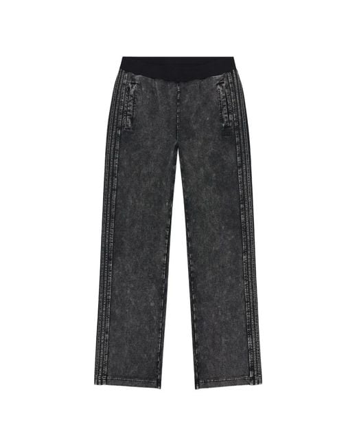 DIESEL Black Denim-Look Sweatpants With Side Bands for men