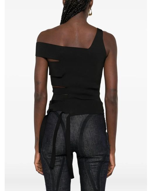 Mugler Black Asymmetrical Tank-Top