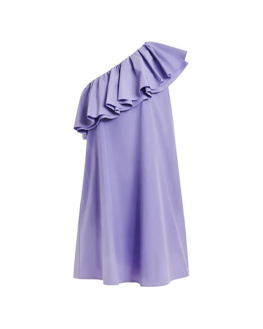 Essentiel Antwerp Purple Ruffled One-Shoulder Mini Dress