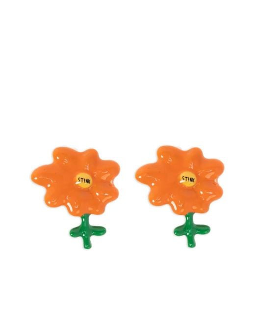 Marc Jacobs Orange X David Shrigley Joy Flower Stud Earrings
