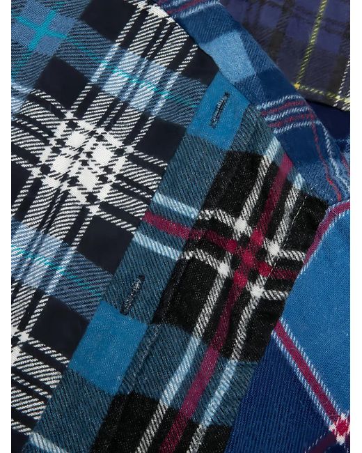Needles Kariertes Patchwork-Hemd in Blue für Herren