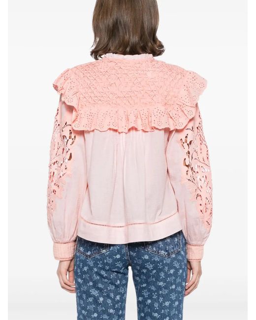 Farm Rio Pink Rose Honeycomb Blouse