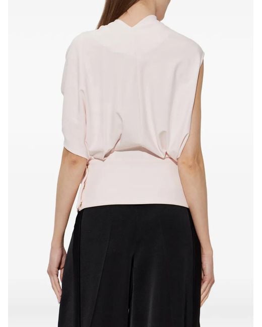 Sportmax White Lacuna Draped-Detail Top