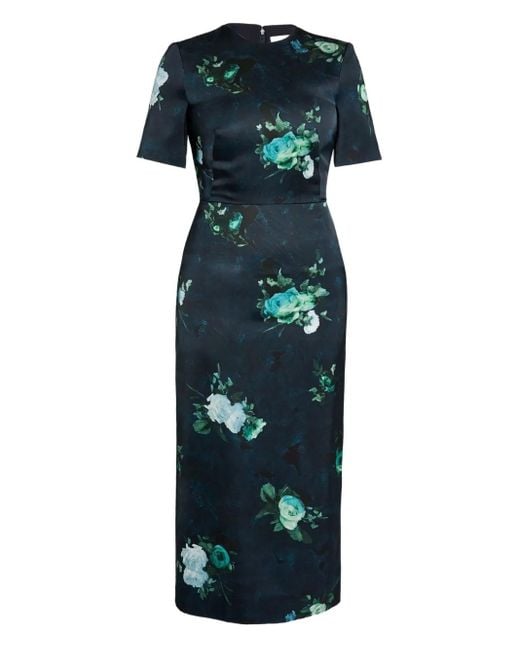 Erdem ローズプリント ワンピース Blue