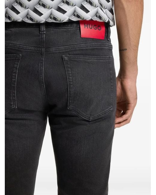 HUGO Black Patch Denim Jeans for men