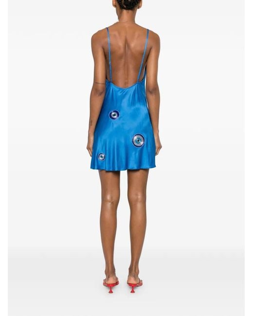Leslie Amon Blue La Galli Bead-Embellished Dress