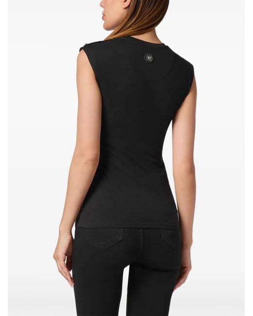 Philipp Plein Black Skull & Bones Tank Top