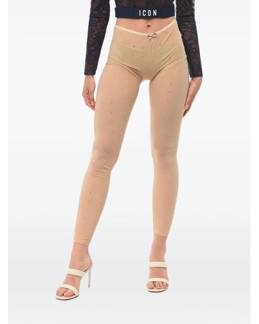 DSquared² White Crystal-Embellished Sheer Tights