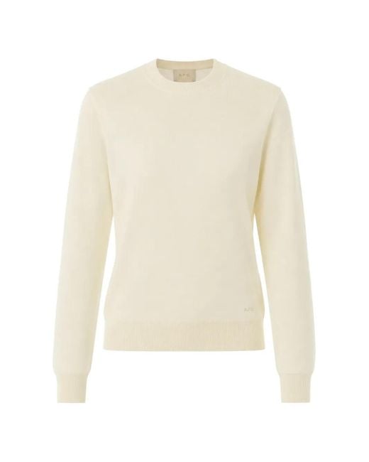 A.P.C. White Philomena Embroidered-Logo Sweater