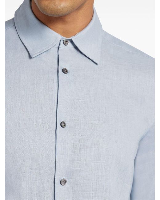 CHE Blue Linen Button-up Shirt for men