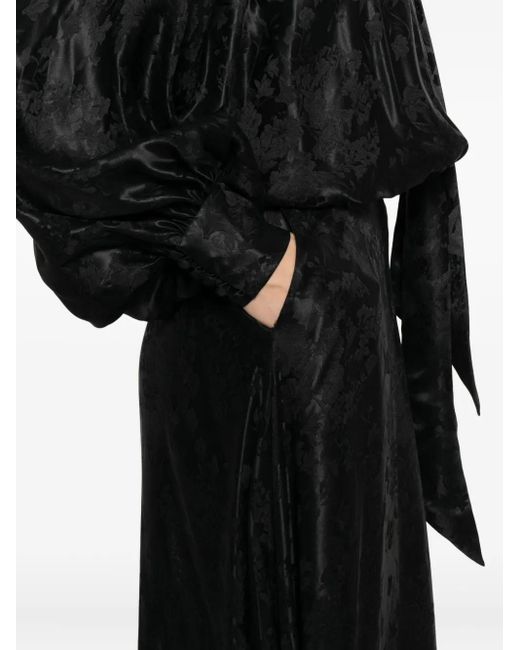 Viktor & Rolf Black Bow-Detail Patterned Maxi Dress