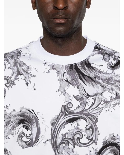 Versace Jeans Couture White Patterned Sweatshirt for men