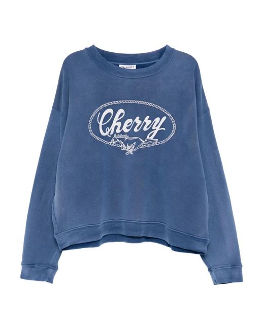 CHERRY LA Blue Logo-Embroidered Sweatshirt for men