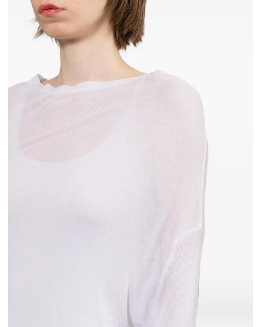 Helmut Lang White Haut À Design Noué Et Manches Longues