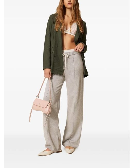 Twinset White Knit Trousers With Drawstring