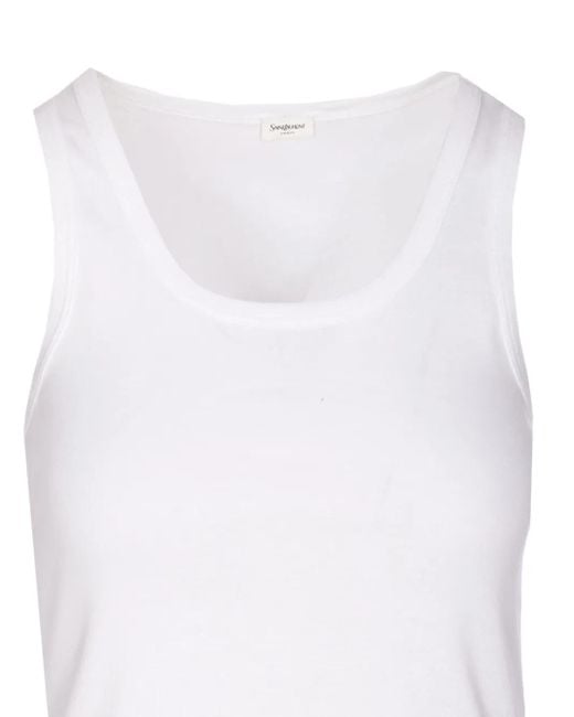 Saint Laurent White Cassandre Logo Tank Op