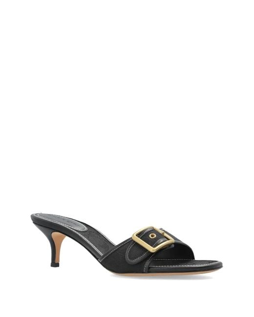 COACH Black Margot Buckle Monogram-Pattern Sandals