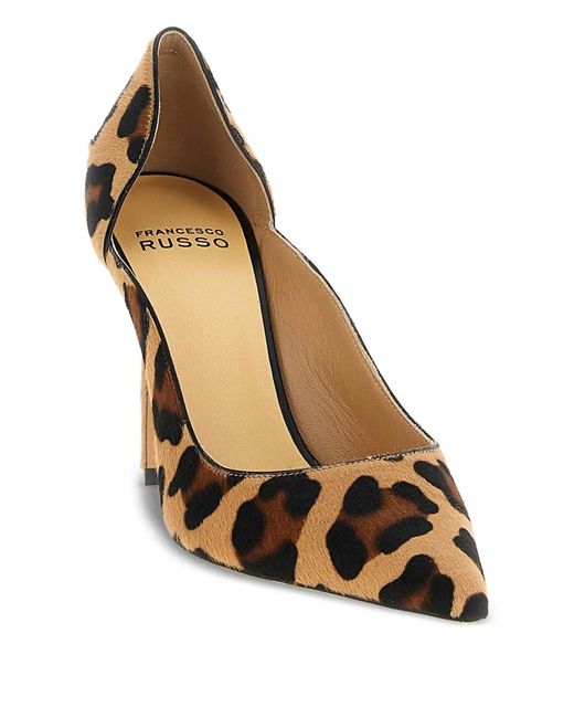 Francesco Russo Metallic 95Mm Leopard Pony-Hair Pumps