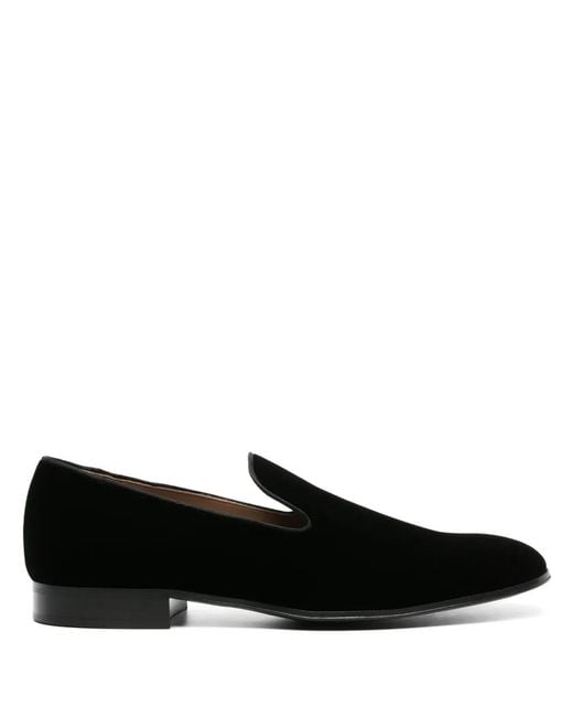 Gianvito Rossi Black Jean Round-Toe Velvet Loafers for men