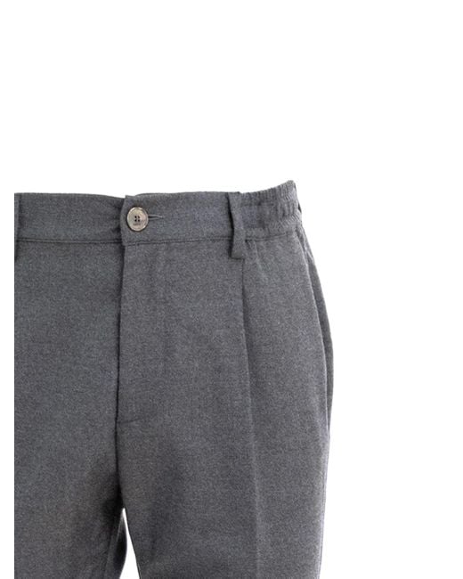 Cruna Gray Pleated-Front Trousers for men