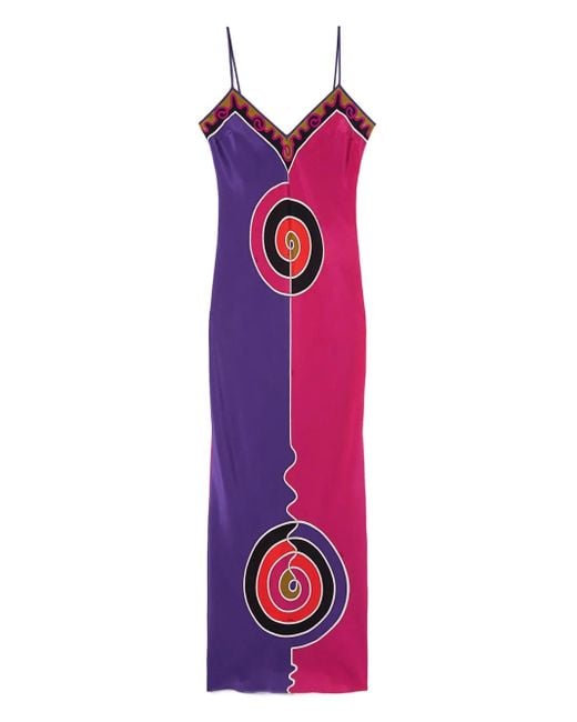 Emilio Pucci Purple Printed Silk Crepe De Chine Maxi Dress