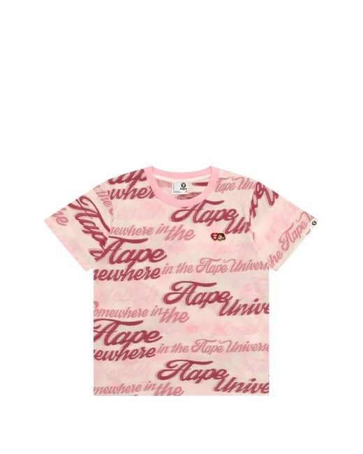 Aape By A Bathing Ape Pink Printed Patch T-Shirt