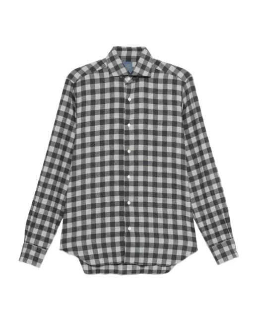 Barba Napoli Gray Check-Pattern Shirt for men