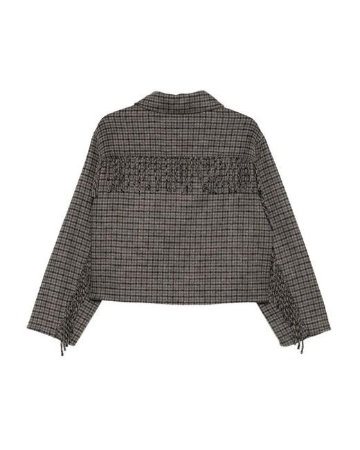 P.A.R.O.S.H. Gray Checked Fringe Jacket