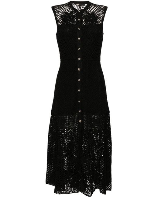 Maje Black Lurex Open-knit Maxi Dress