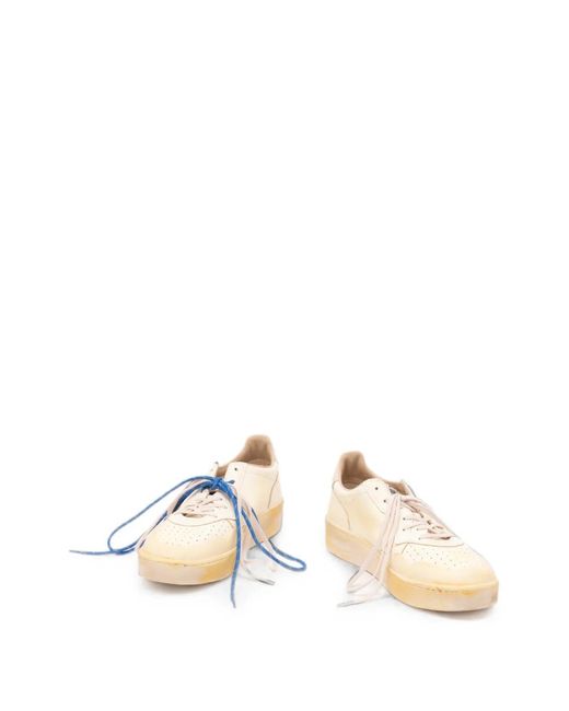 Autry Natural Medalist Distressed Leather Sneakers for men