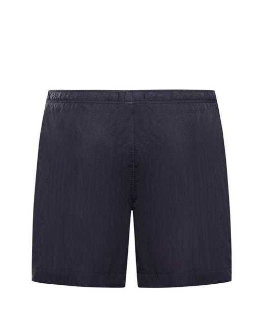 C P Company Blue Chrome-R Nylon Swim Shorts With Logo Label for men