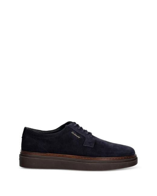 Gant Black Suede Logo-Print Sneakers for men